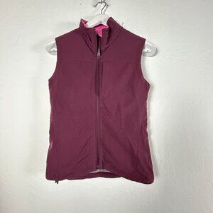 Ibex Womens ClimaWool Merino Wool Blend Zip Up Vest XS Burgundy Pockets Packable